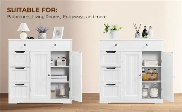 Modern Wooden Bathroom Storage Cabinet Freestanding Floor Cabinet by Yaheetech