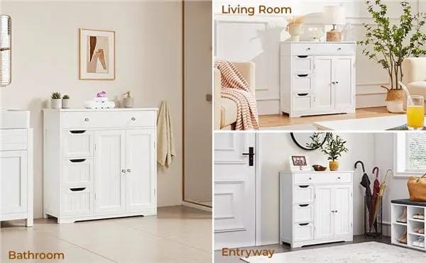 Modern Wooden Bathroom Storage Cabinet Freestanding Floor Cabinet by Yaheetech
