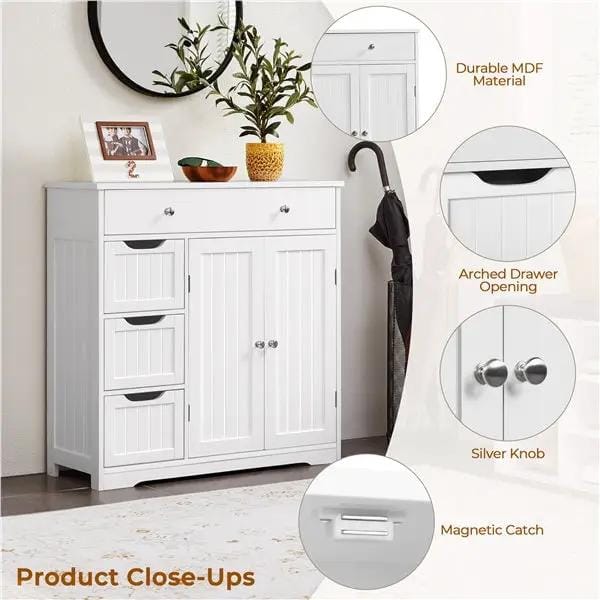 Modern Wooden Bathroom Storage Cabinet Freestanding Floor Cabinet by Yaheetech