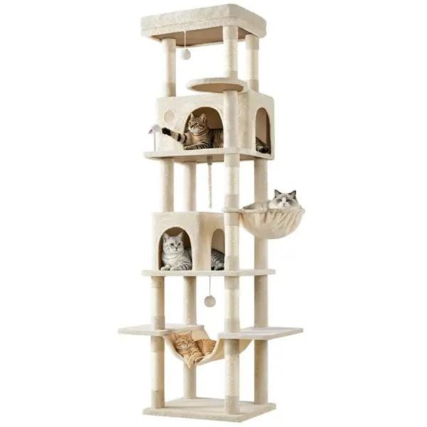 210cm Multi-Level Cat Tree Cat Tower with 9 Sisal Scratching Posts by Yaheetech