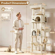 210cm Multi-Level Cat Tree Cat Tower with 9 Sisal Scratching Posts by Yaheetech