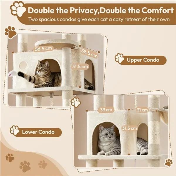 210cm Multi-Level Cat Tree Cat Tower with 9 Sisal Scratching Posts by Yaheetech