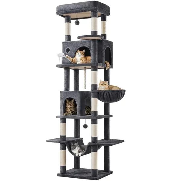 210cm High-Rise Multi-Level Cat Tree Cat Towerwith 9 Sisal Scratching Posts by Yaheetech