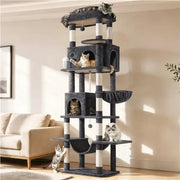 210cm High-Rise Multi-Level Cat Tree Cat Towerwith 9 Sisal Scratching Posts by Yaheetech