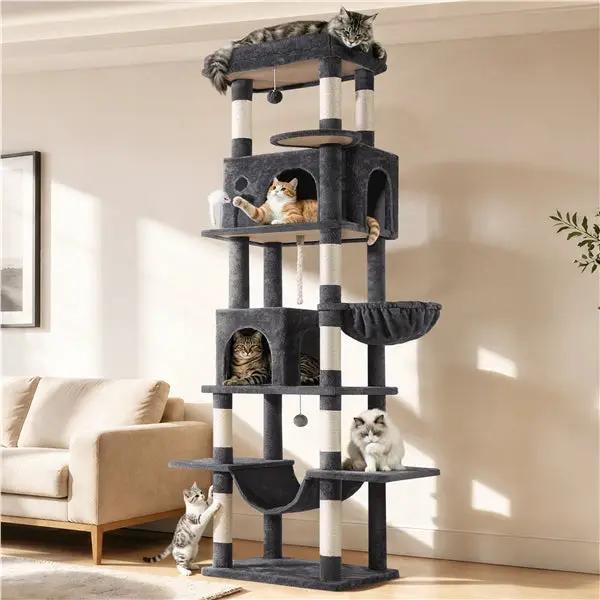 210cm High-Rise Multi-Level Cat Tree Cat Towerwith 9 Sisal Scratching Posts by Yaheetech