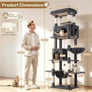 210cm High-Rise Multi-Level Cat Tree Cat Towerwith 9 Sisal Scratching Posts by Yaheetech