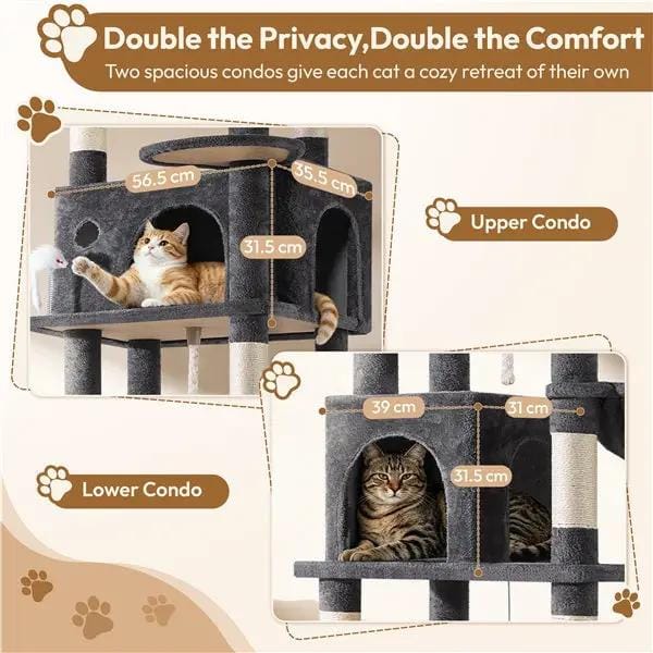 210cm High-Rise Multi-Level Cat Tree Cat Towerwith 9 Sisal Scratching Posts by Yaheetech