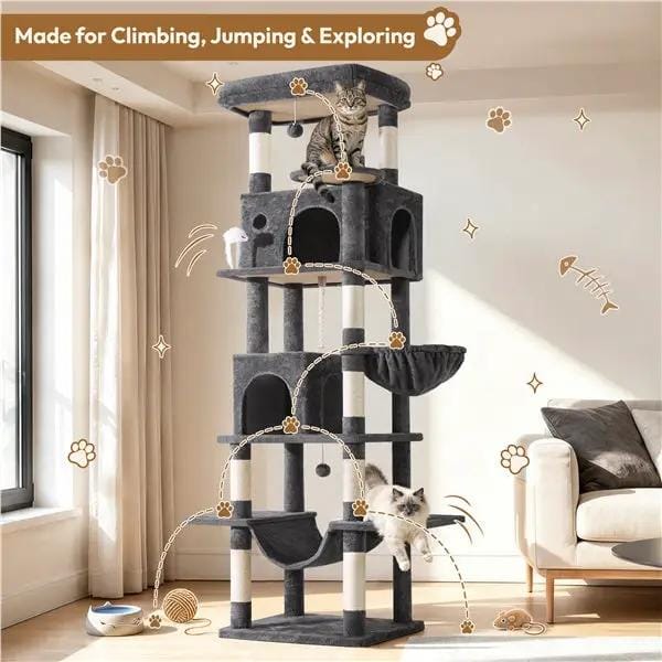 210cm High-Rise Multi-Level Cat Tree Cat Towerwith 9 Sisal Scratching Posts by Yaheetech