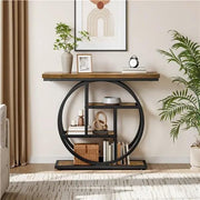 Yaheetech Rustic Industrial Console Table With Display Shelves 100cm Wide Hall Table Yaheetech Rustic Industrial Console Table 100cm Wide