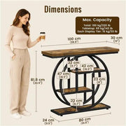 Yaheetech Rustic Industrial Console Table With Display Shelves 100cm Wide Hall Table Yaheetech Rustic Industrial Console Table 100cm Wide