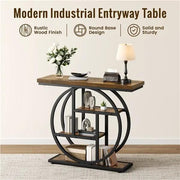 Yaheetech Rustic Industrial Console Table With Display Shelves 100cm Wide Hall Table Yaheetech Rustic Industrial Console Table 100cm Wide