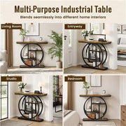 Yaheetech Rustic Industrial Console Table With Display Shelves 100cm Wide Hall Table Yaheetech Rustic Industrial Console Table 100cm Wide