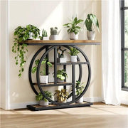 Yaheetech Rustic Industrial Console Table With Display Shelves 100cm Wide Hall Table Yaheetech Rustic Industrial Console Table 100cm Wide