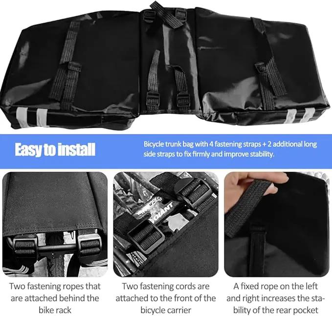 Ecotrek 30L Waterproof Bike Rear Rack Double Pannier Bag with Reflective Trim – Black JS76603 by ECOTREK