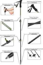 ECOTREK Carbon Fibre Hiking Poles – Ultra-Lightweight 3-Section Adjustable Trekking Poles LBDS11687 Carbon Fibre Hiking Poles – Ultra-Lightweight 3-Section Adjustable Trekking Poles LBDS11687