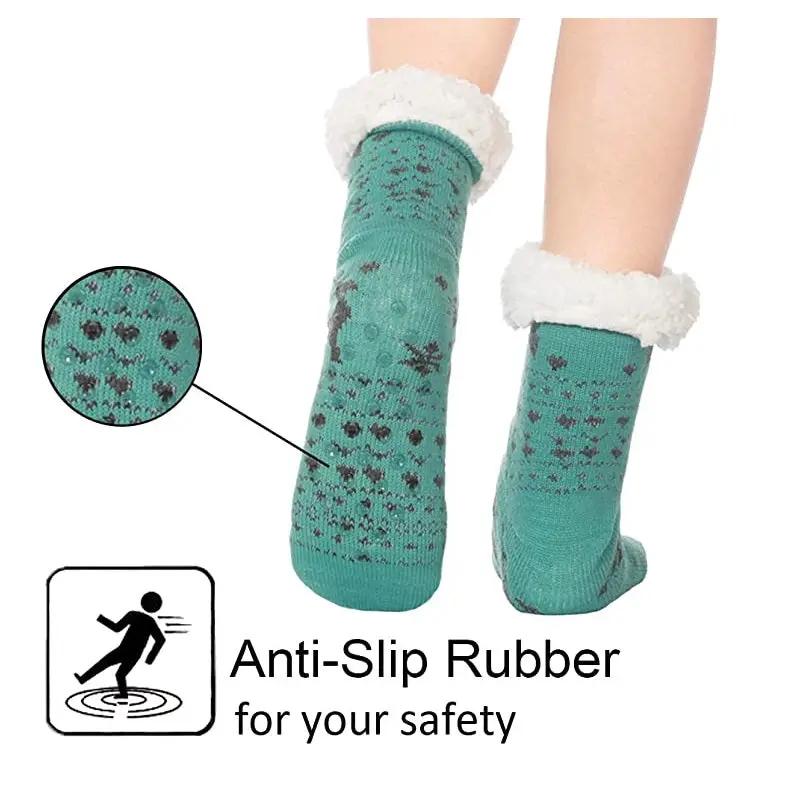 4 Pairs Womens Slipper Fuzzy Socks Winter Super Warm Soft Socks with Grippers by dealonline.co.nz