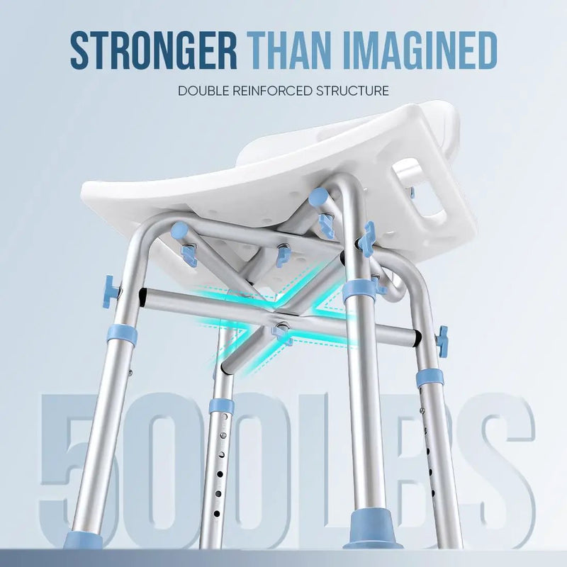 Heavy Duty Shower Chair with Back Height Adjustable by salelink.co.nz
