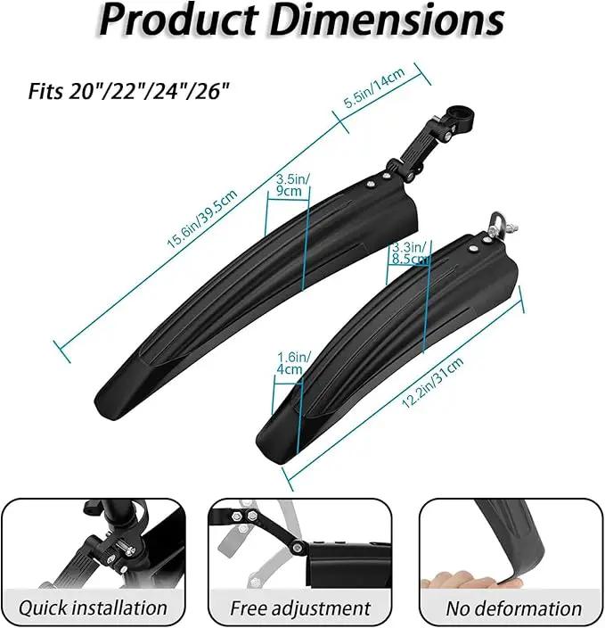 Ecotrek Mountain Bike Mudguard Set Front & Rear Fenders CC62502 by ECOTREK