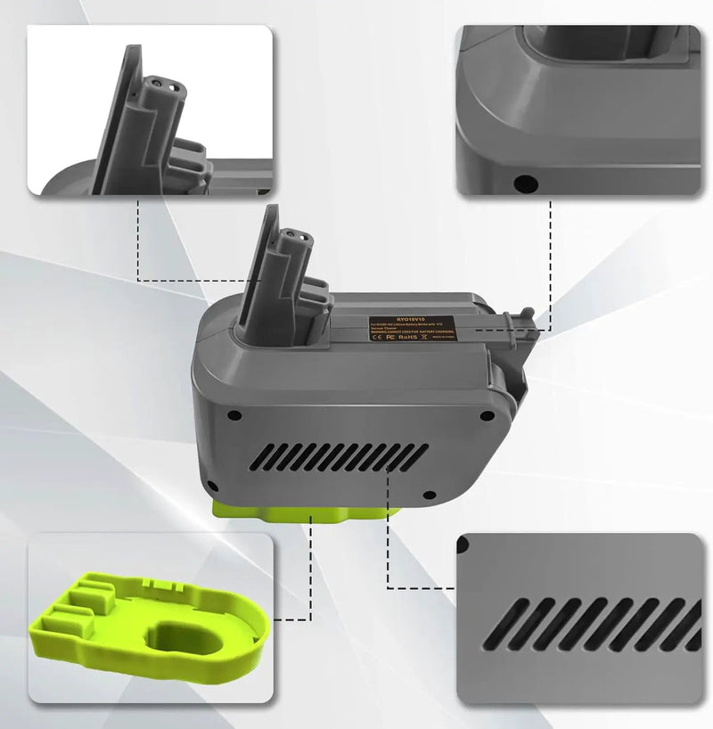 Ryobi 18V Battery to Dyson V10 Battery Adapter Converter by salelink.co.nz