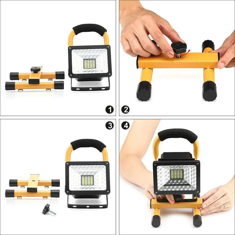 Rechargeable Portable LED Work Light with Stand,24LEDs,30W, Waterproof by dealonline.co.nz