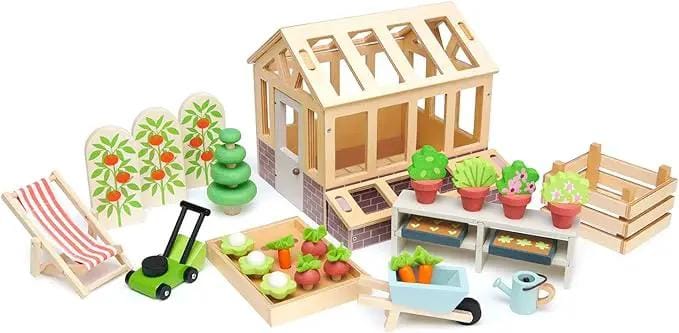 Wooden Greenhouse and Garden Set - Tender Leaf Toys | Doll House Accessory NZ by Curious Moonbeam