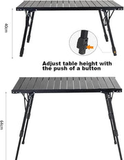 Aluminium Height Adjustable Egg Roll Camping Table – Portable Outdoor Table 89cm TYGM1521 by ECOTREK