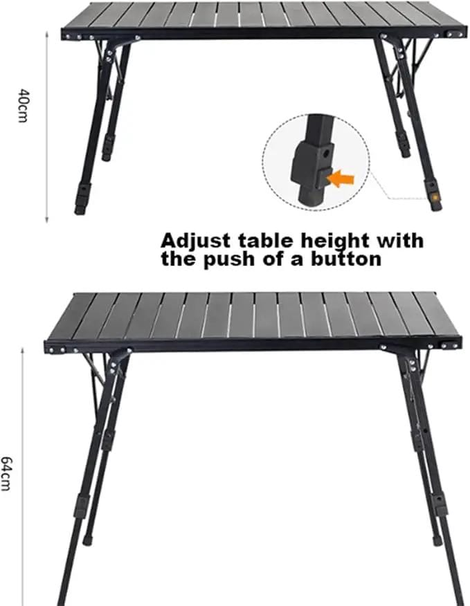 Aluminium Height Adjustable Egg Roll Camping Table – Portable Outdoor Table 89cm TYGM1521 by ECOTREK
