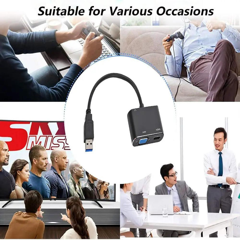 USB to HDMI/ VGA/ 3.5MM Headphone Adapter by salelink.co.nz