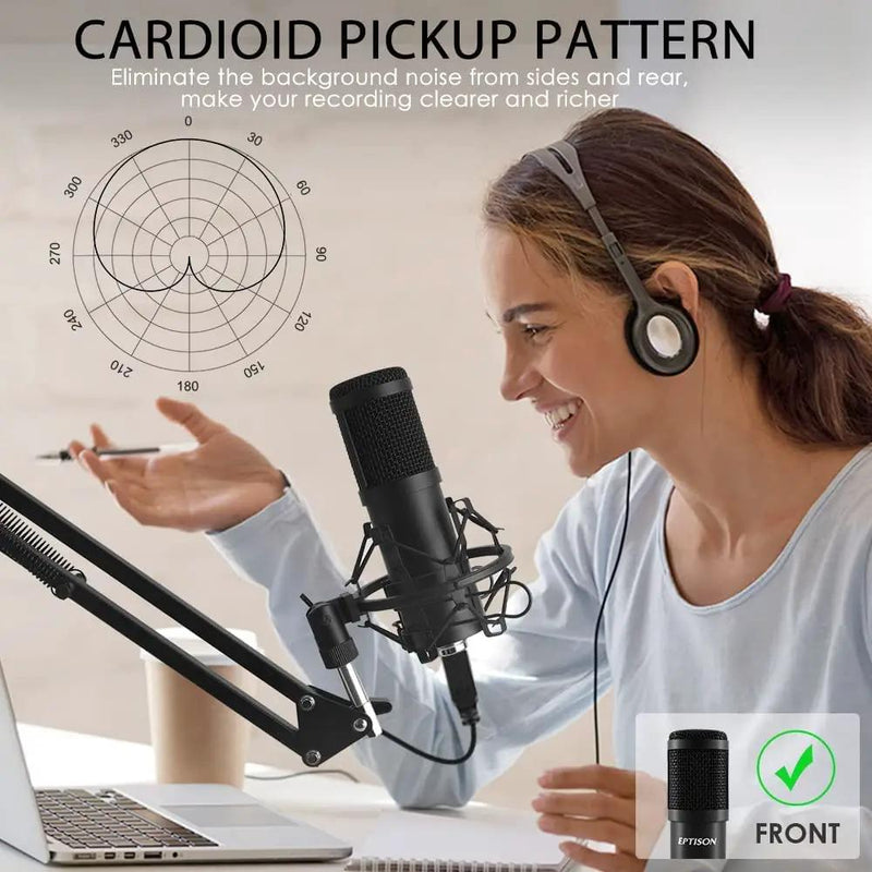 Professional PC Podcast Streaming Cardioid Condenser Microphone Kit with Boom Ar by dealonline.co.nz