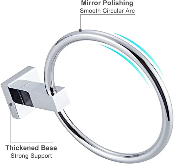 Bathroom Wall Mounted Towel Ring Silver by salelink.co.nz