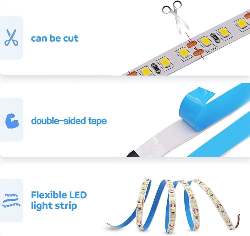 salelink.co.nz Unbranded 2835 12V 5M LED Strip Light Cool White 600LED 2835 12V LED Strip Light 5M Cool White 600LEDs