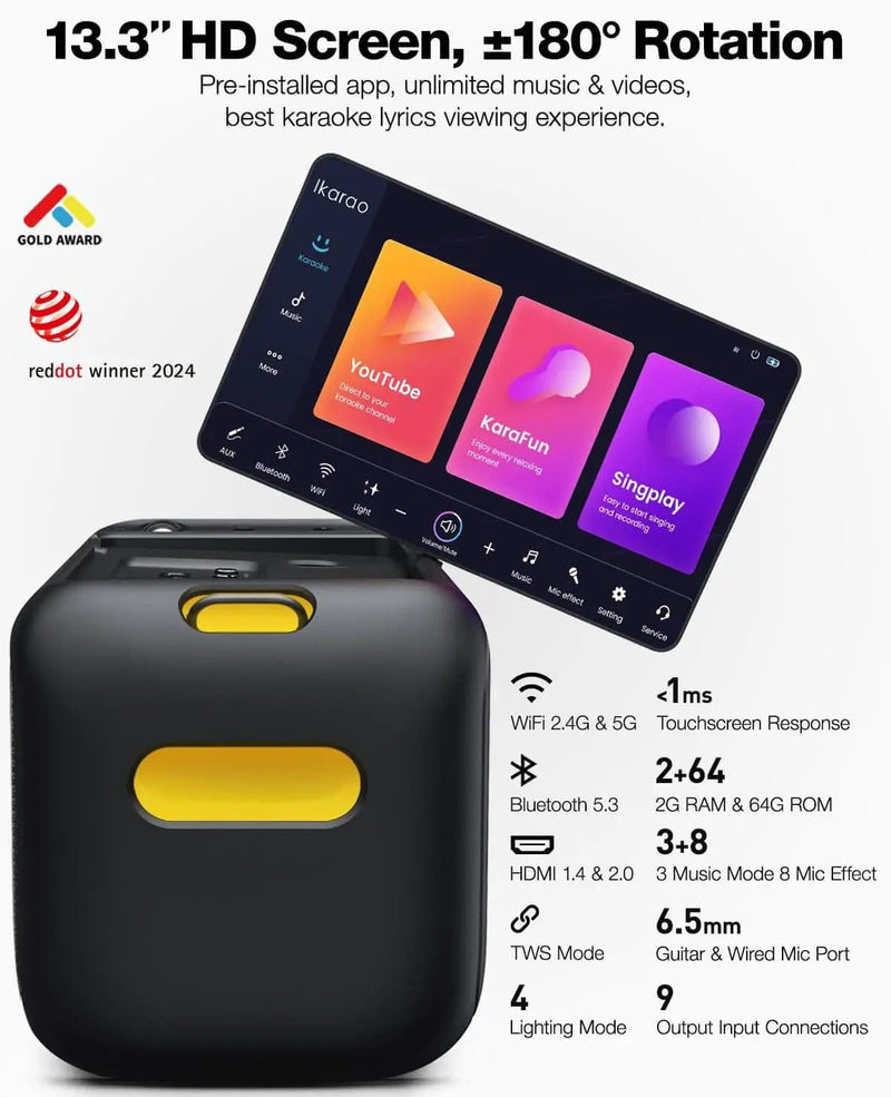 Kiwi Grab Kiwi Grab Ikarao Break X1 Karaoke Machine System With 13.3″ Touch Screen Wireless Mic Ikarao Break X1 Karaoke Machine System With 13.3″ Touch Screen Wireless Mic