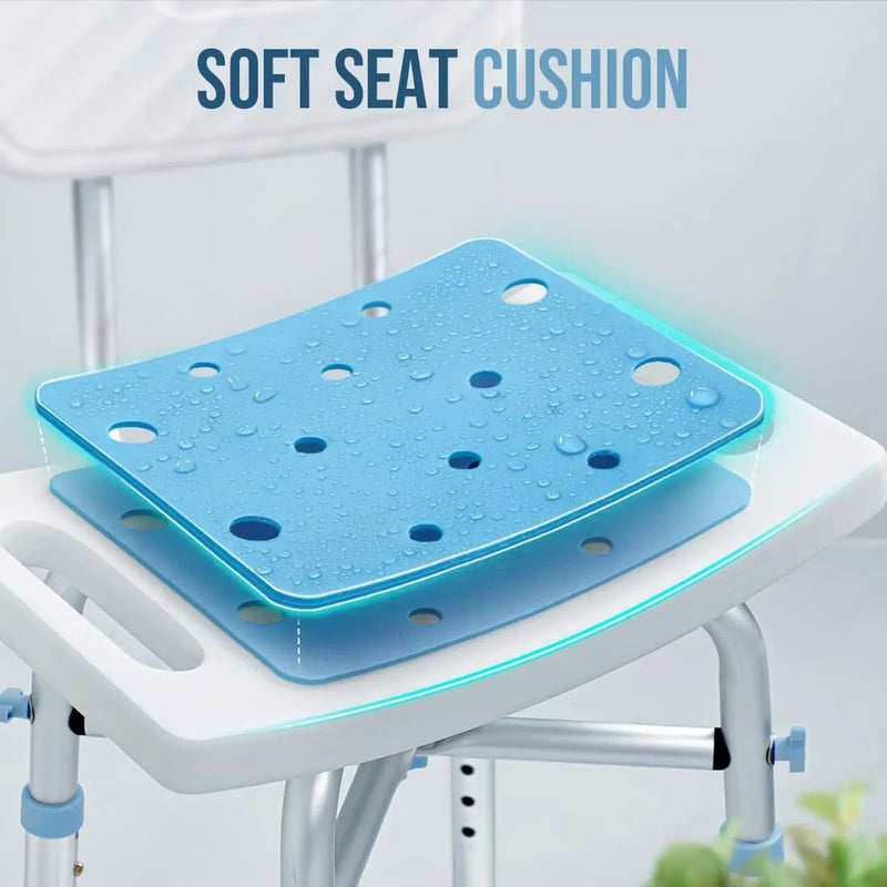 Heavy Duty Shower Chair with Back Height Adjustable by salelink.co.nz