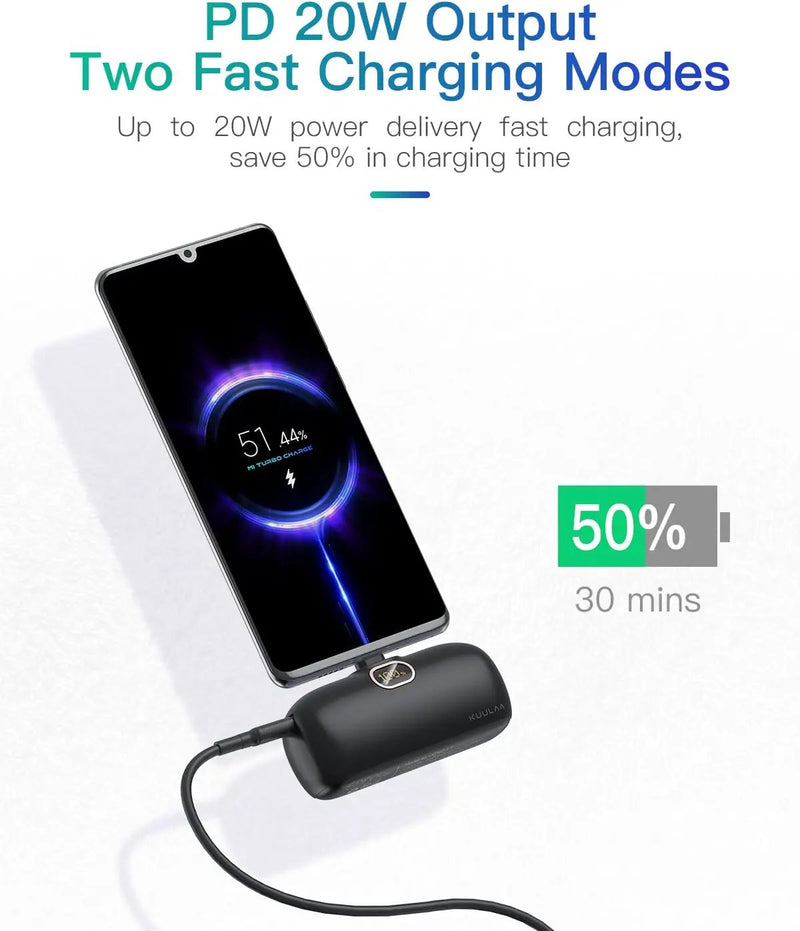 Kuulaa USB C Power Bank 5000mAh black by salelink.co.nz