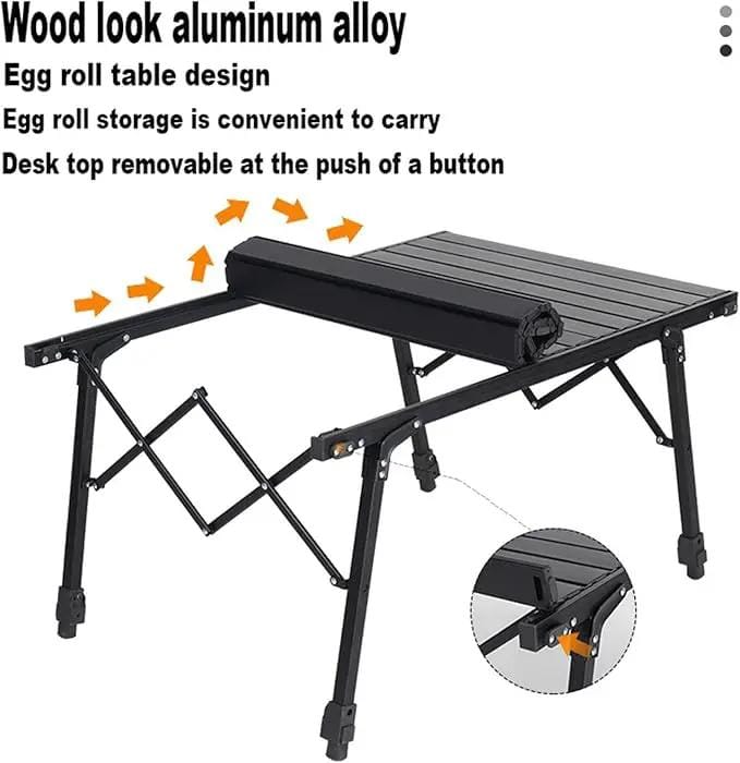 Aluminium Height Adjustable Egg Roll Camping Table – Portable Outdoor Table 89cm TYGM1521 by ECOTREK