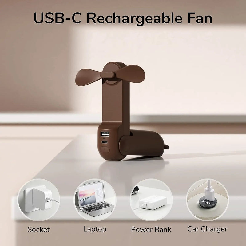Mini Fan with Power Bank, Flashlight