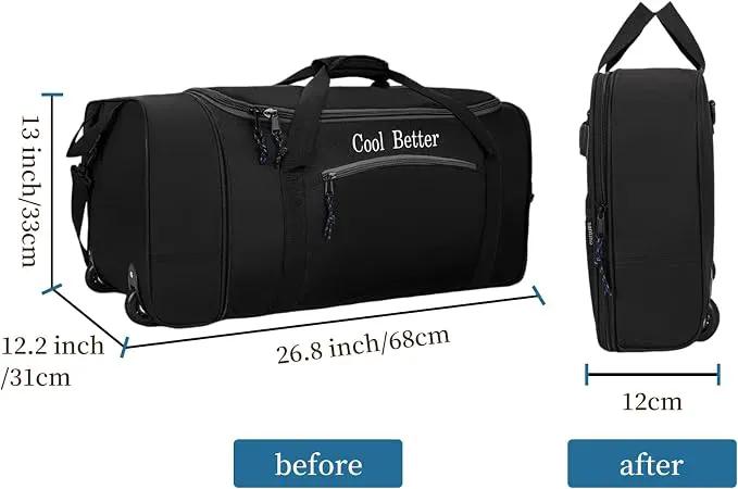 Ecotrek 55L Foldable Rolling Duffel Bag with 2 Wheels – Waterproof Oxford Weekender Travel Bag FL6121 by ECOTREK