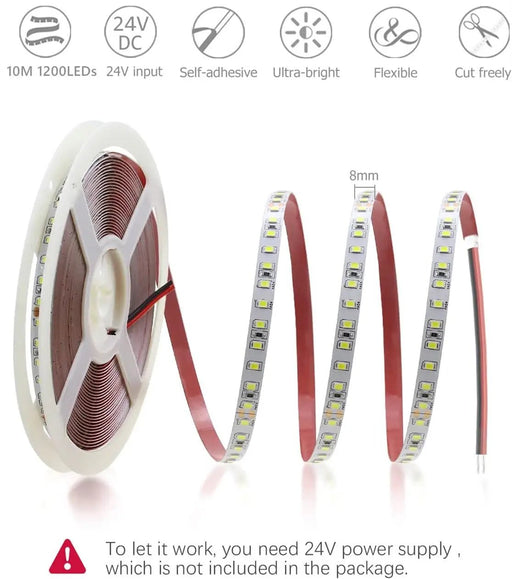 2835 24V 10M LED Strip Light Cool White 1200LED by salelink.co.nz