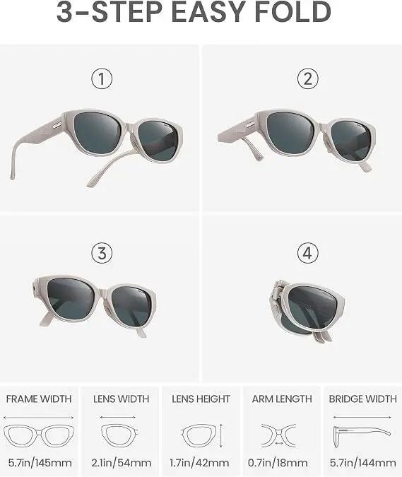 Ecotrek Women Polarised Folding Sunglasses – UV380 Retro Lightweight Shades LX18-21 by ECOTREK
