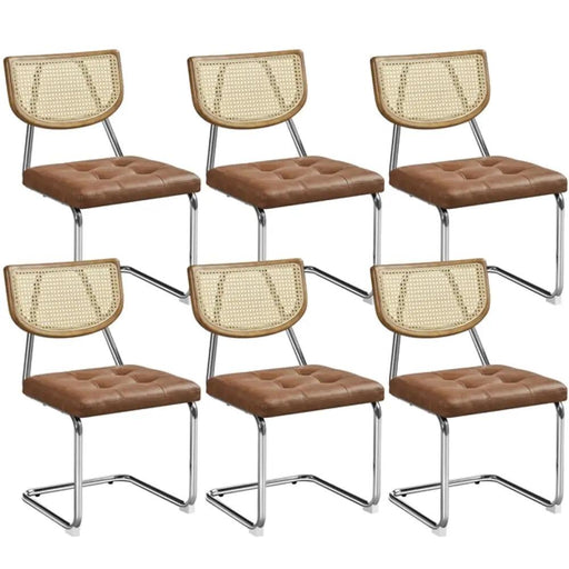 6PCS Mid-Century Modern Dining Chairs with Mesh Rattan Back by Yaheetech