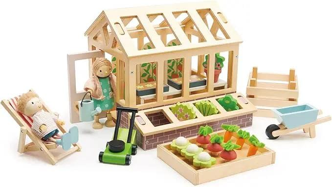 Curious Moonbeam Dolls, Dollhouses & Accessories Wooden Greenhouse and Garden Set - Tender Leaf Toys | Doll House Accessory NZ Wooden Greenhouse and Garden Set - Tender Leaf Toys | Doll House Accessory NZ