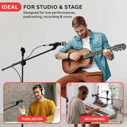 Microphone Stand for 2 microphones Tripod Base Adjustable Height by dealonline.co.nz