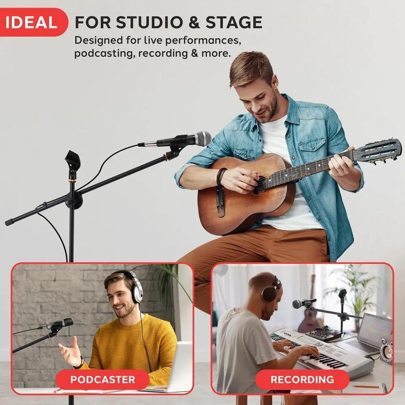 Microphone Stand for 2 microphones Tripod Base Adjustable Height by dealonline.co.nz