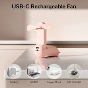 Handheld Mini Fan Portable USB Pocket Fan with Power Bank, Flashlight by salelink.co.nz