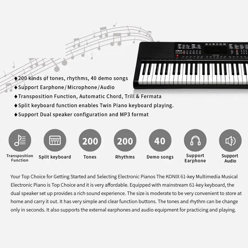 61-KEY MULTIMEDIA MUSICAL ELECTRONIC PIANO - PORTABLE ELECTRONIC PIANO by dealonline.co.nz