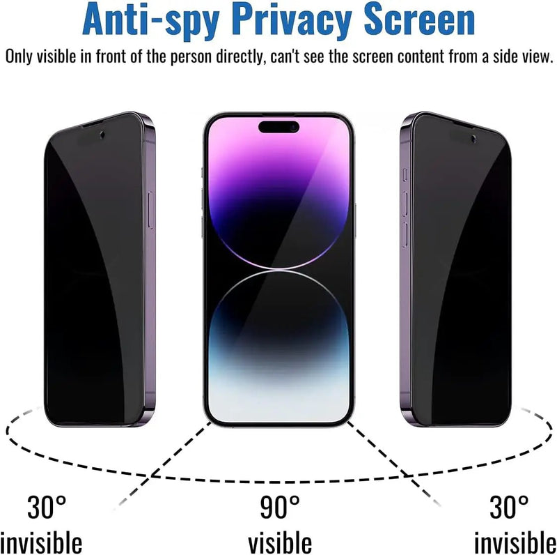 iPhone 15 Pro Screen Protector Anti Peep Spy Privacy Tempered Glass by salelink.co.nz