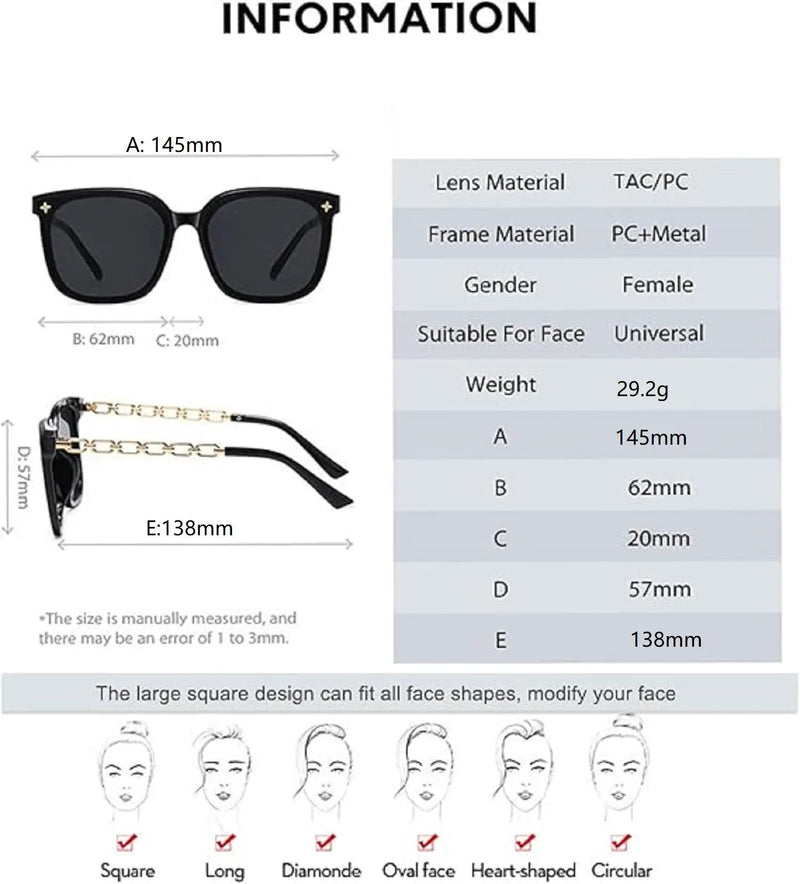 ECOTREK Women’s Oversized Sunglasses – UV400 Retro Square Fashion Shades LX07 by ECOTREK