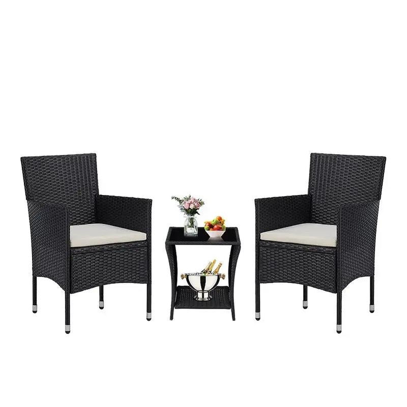 PE/PVC Rattan Patio Chairs & Round Table 3PC Set by dealonline.co.nz