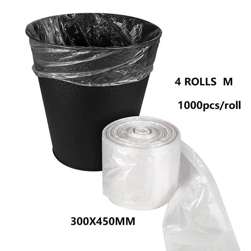 (4 Rolls/1ctn) Medium (300X450MM) Clear Trash Bag Rubbish, 1000pcs/roll by dealonline.co.nz