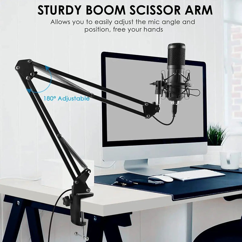 Professional PC Podcast Streaming Cardioid Condenser Microphone Kit with Boom Ar by dealonline.co.nz